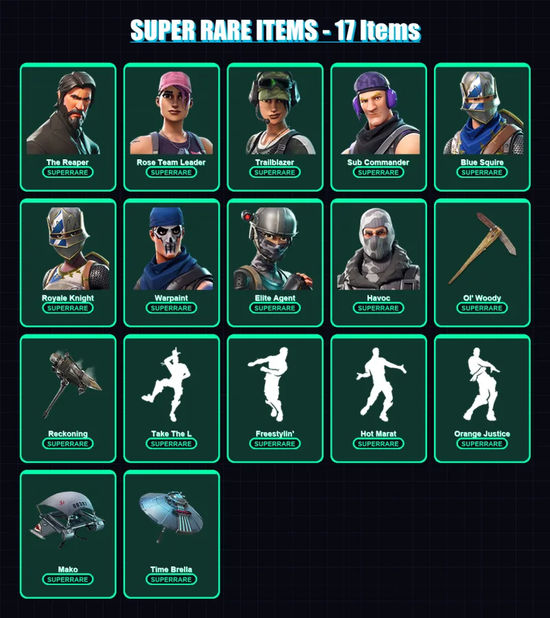 [PC/XBOX/PSN] | The Reaper | Rose Team Leader | Trailblazer | Sub Commander | Blue Squire | 110 skin | 90 pickaxe | 90 emote | 102 glider | Lv1116 — Fortnite account