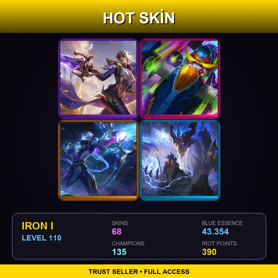 BR | Lv110 | Iron I | 68 Skin | 135 Champ — LoL account