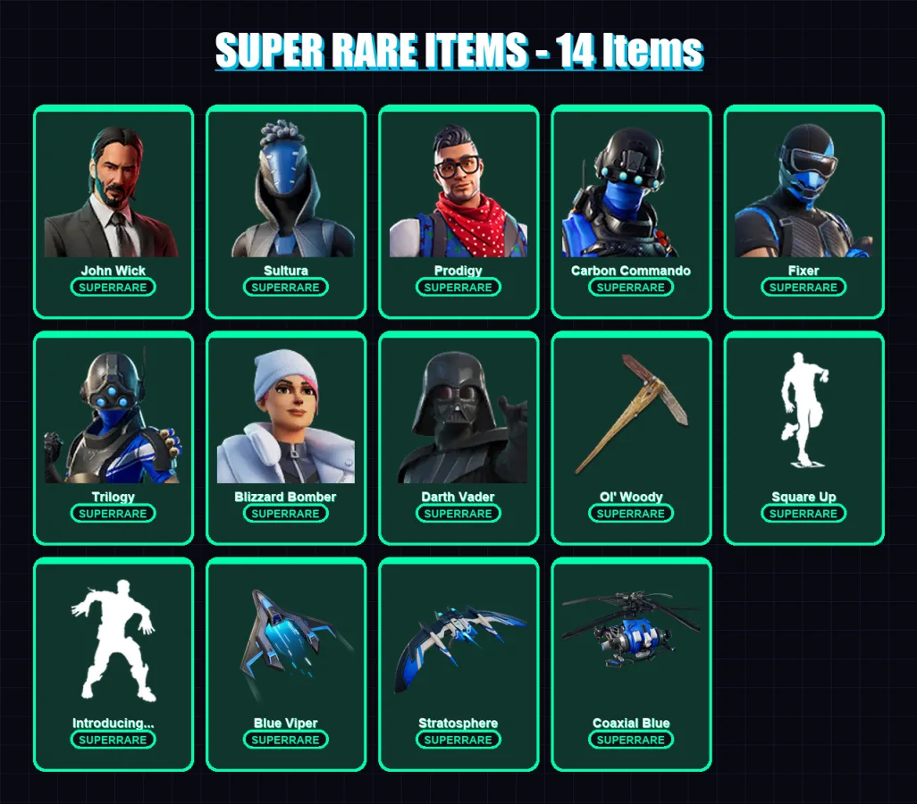 [PS4/PS5/XBOX/PC] | John Wick | Sultura | Prodigy | Carbon Commando | Fixer | 94 skin | 87 pickaxe | 112 emote | 79 glider | Lv1252 — Fortnite account