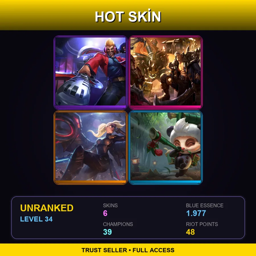 TR | Lv34 | Unranked | 6 Skin | 39 Champ