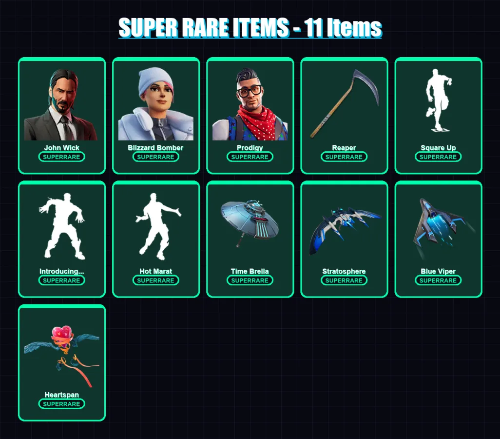 [PS4/PS5/XBOX/PC] | John Wick | Blizzard Bomber | Prodigy | Catalyst | The Ice King | 184 skin | 225 pickaxe | 196 emote | 177 glider | Lv2812