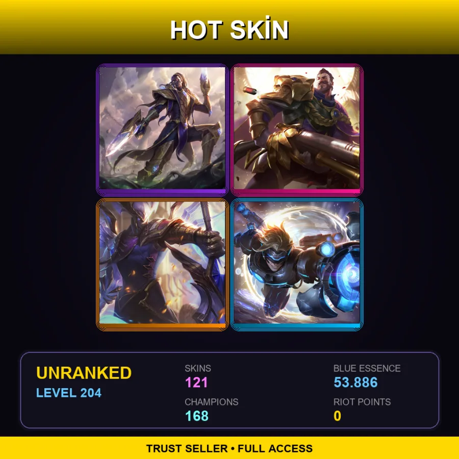 VN | Lv204 | Unranked | 121 Skin | 168 Champ
