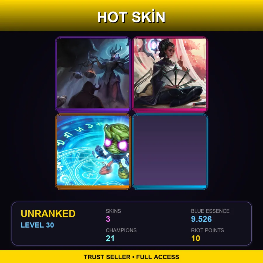 EUW | Lv30 | Unranked | 3 Skin | 21 Champ