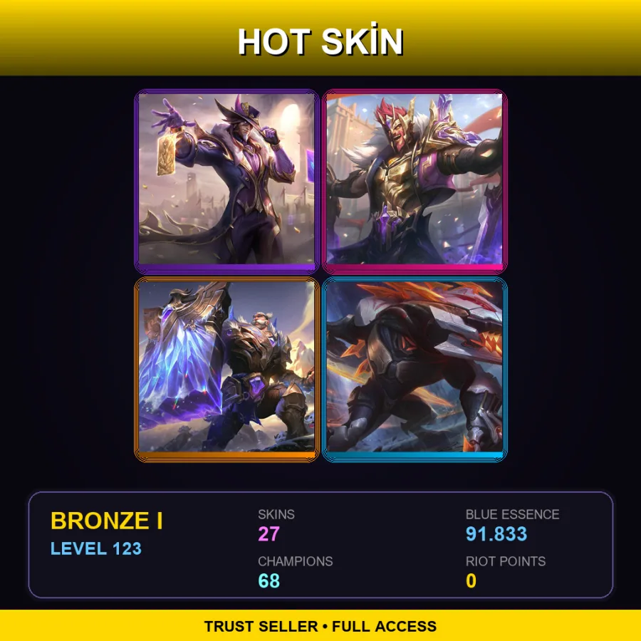 EUNE | Lv123 | Bronze I | 27 Skin | 68 Champ