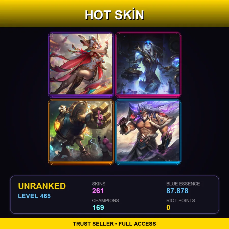 VN | Lv465 | Unranked | 261 Skin | 169 Champ
