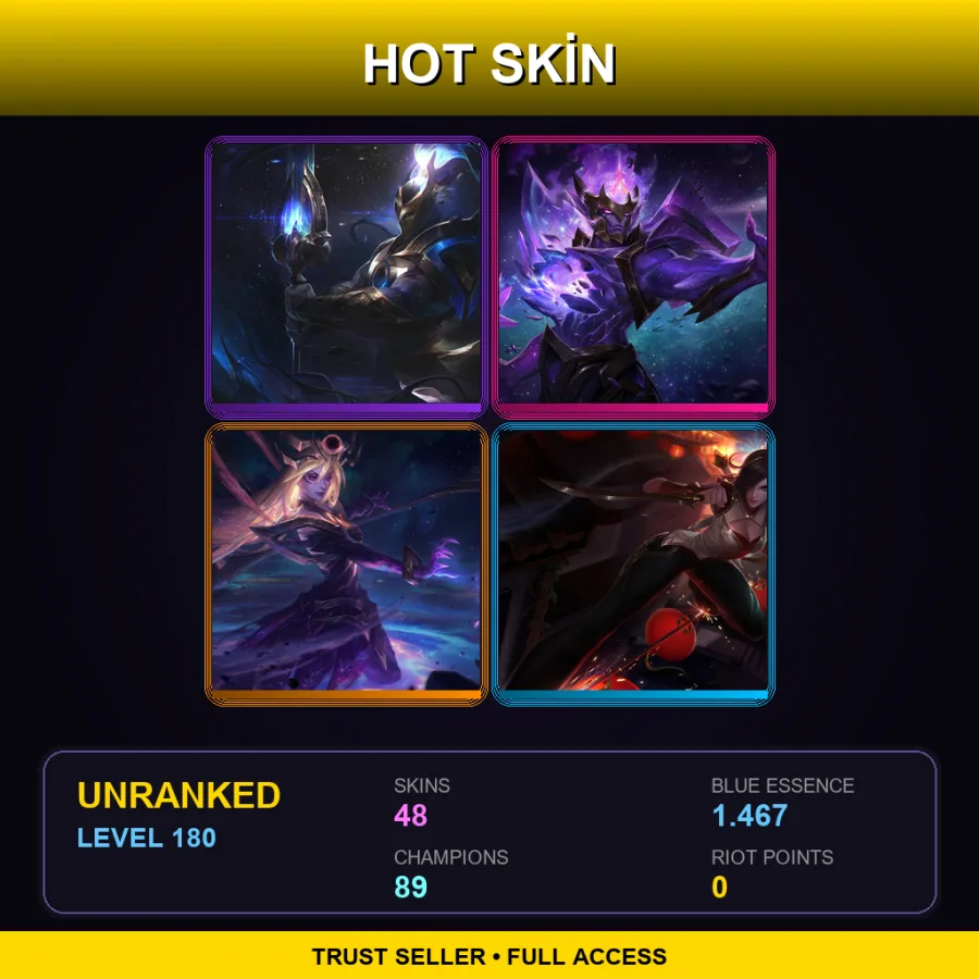 LAN | Lv180 | Unranked | 48 Skin | 89 Champ