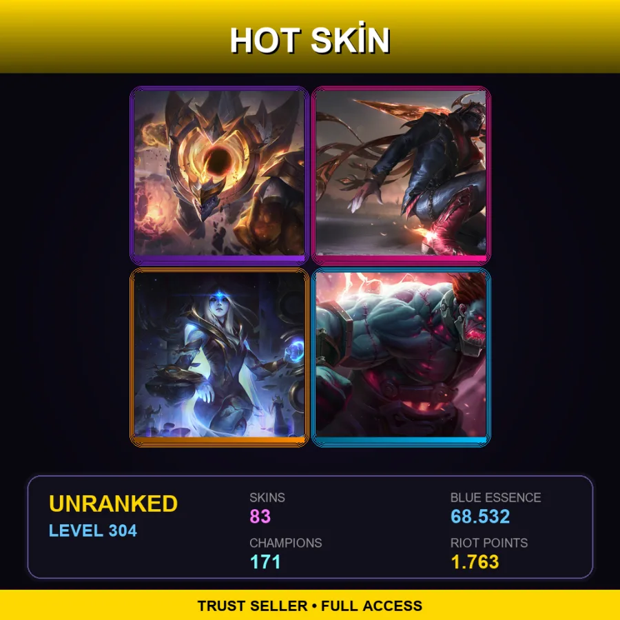EUW | Prestige Dark Star Malphite | Prestige High Noon Talon | Cosmic Queen Ashe | Hextech Sion | 83 Skin | 171 Champ | Lv304