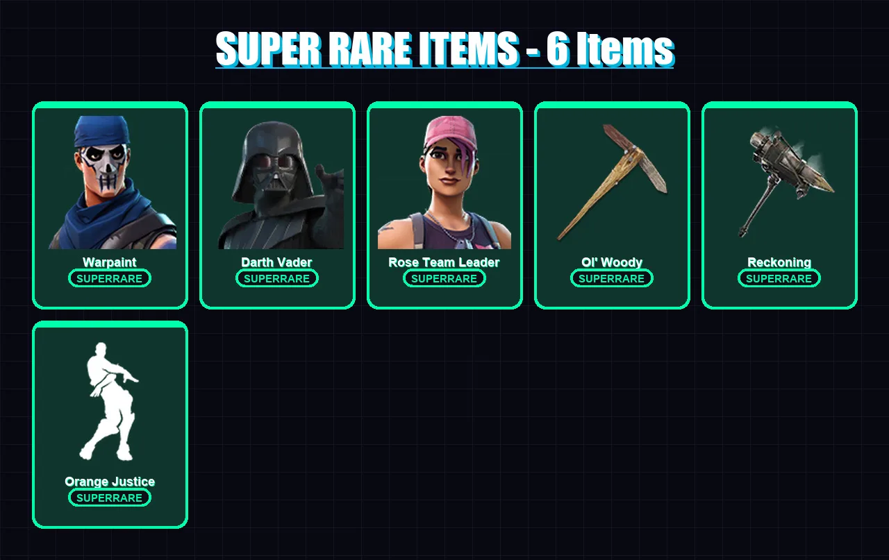 [PC/PSN] | Warpaint | Darth Vader | Rose Team Leader | The Imagined | Carbide | 33 skin | 36 pickaxe | 31 emote | 36 glider | Lv387