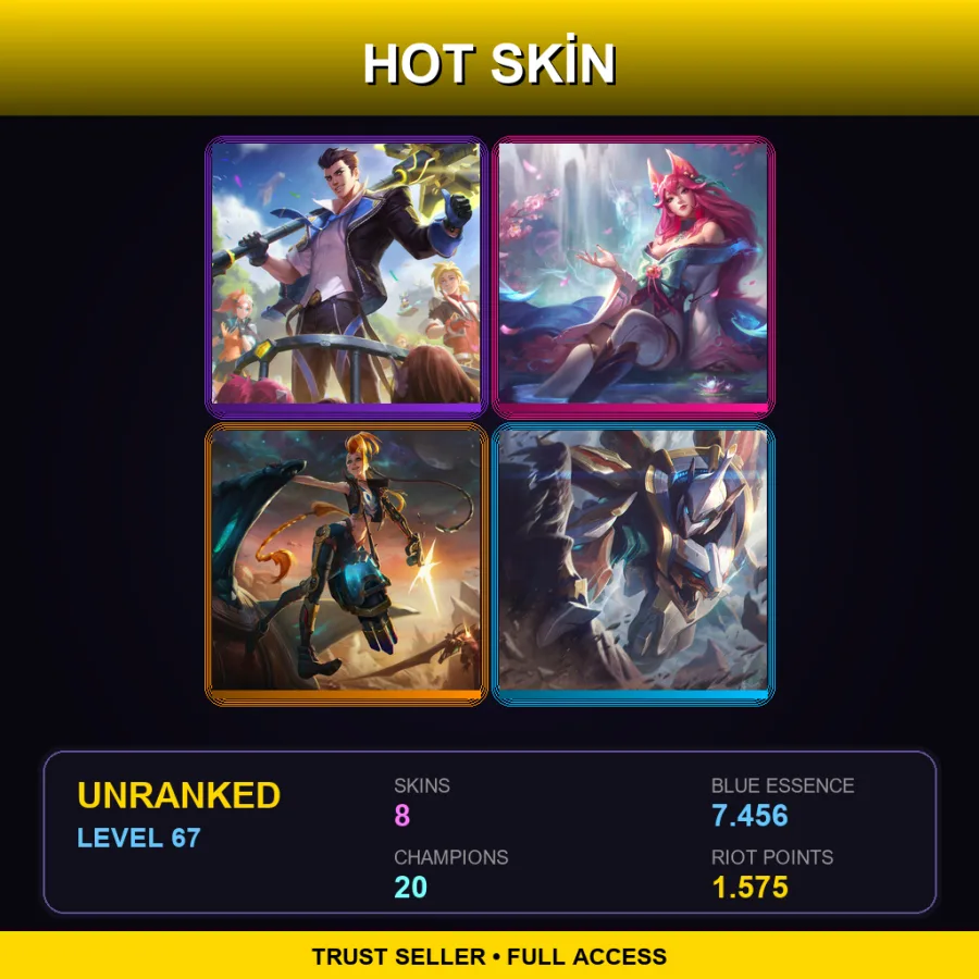 NA | Lv67 | Unranked | 8 Skin | 20 Champ