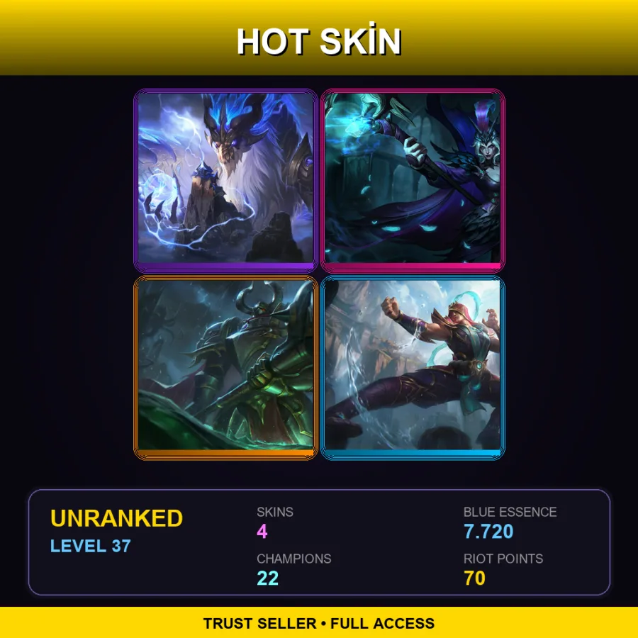 OCE | Lv37 | Unranked | 4 Skin | 22 Champ
