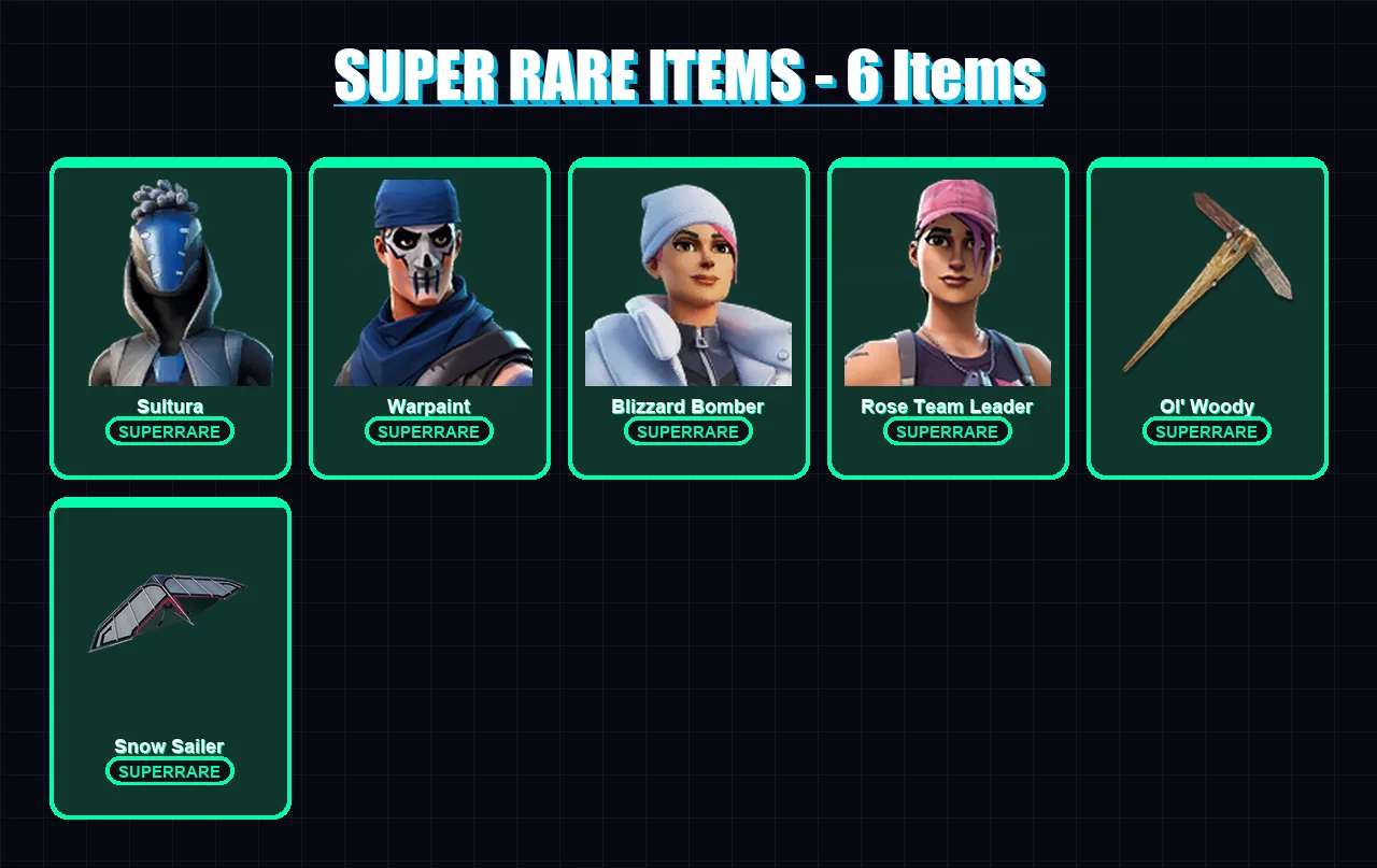 [PC/XBOX] | Sultura | Warpaint | Blizzard Bomber | Rose Team Leader | Malik | 38 skin | 48 pickaxe | 31 emote | 43 glider | Lv522