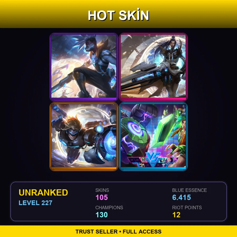 EUW | Lv227 | Unranked | 105 Skin | 130 Champ — LoL account