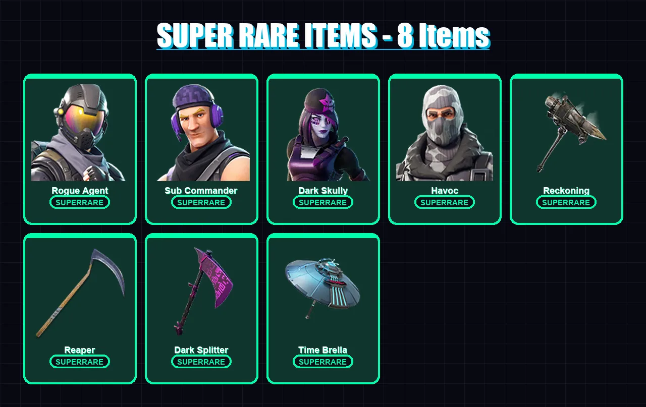[PC/PSN] | Rogue Agent | Sub Commander | Dark Skully | Havoc | Drift | 118 skin | 139 pickaxe | 74 emote | 100 glider | Lv1141