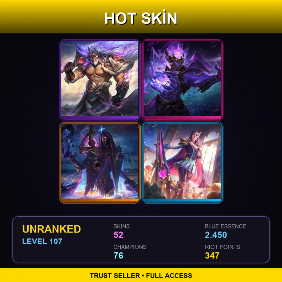 NA | Lv107 | Unranked | 52 Skin | 76 Champ — Unranked / Smurf League of Legends