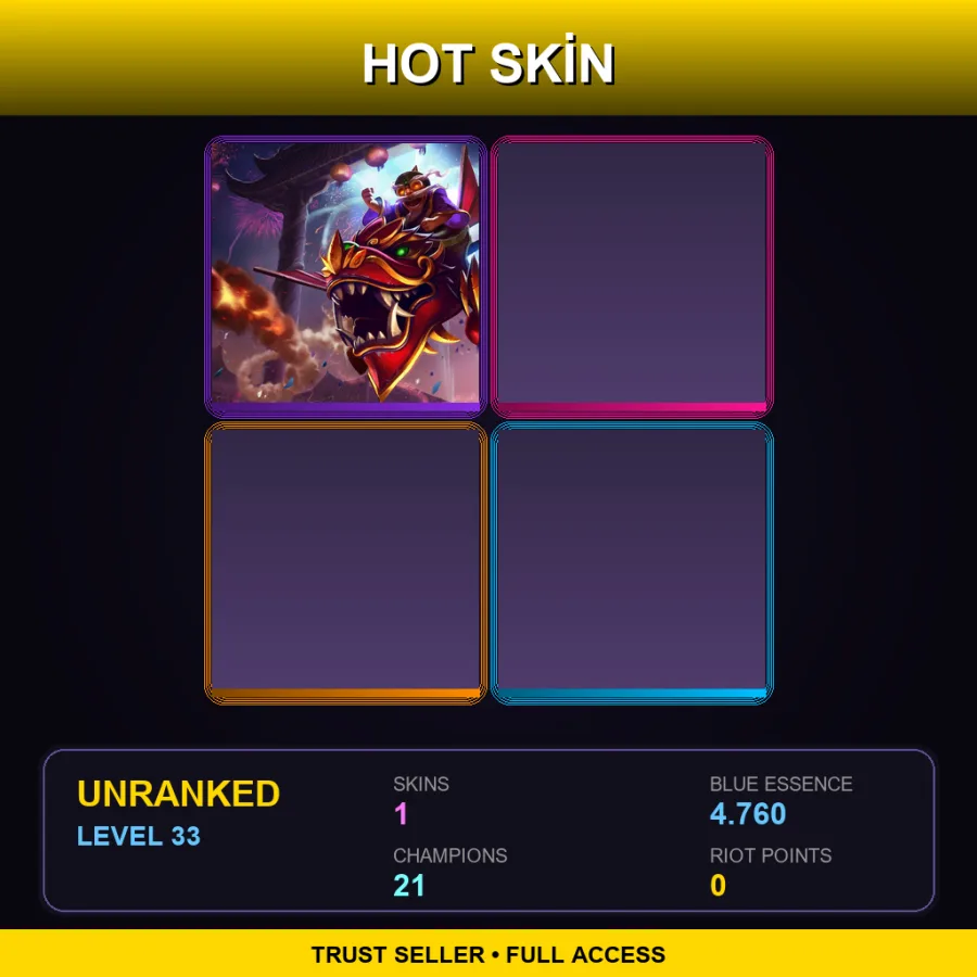 EUW | Lv33 | Unranked | 1 Skin | 21 Champ
