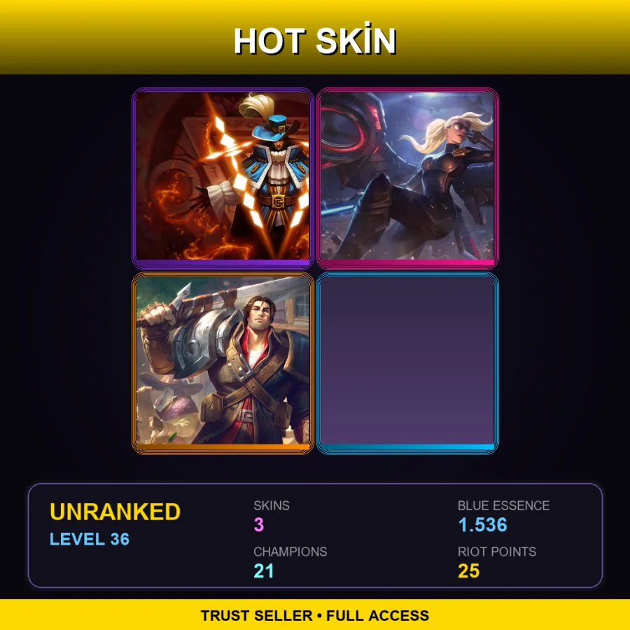 EUNE | Lv36 | Unranked | 3 Skin | 21 Champ — LoL account