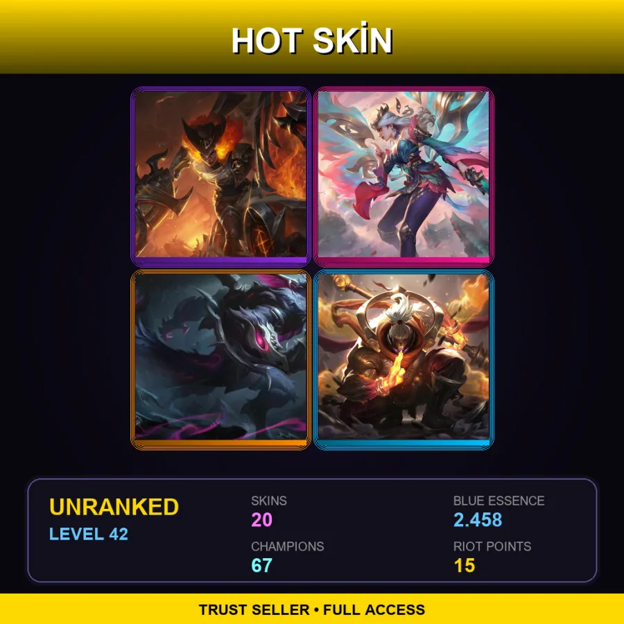 TR | Lv42 | Unranked | 20 Skin | 67 Champ — LoL account