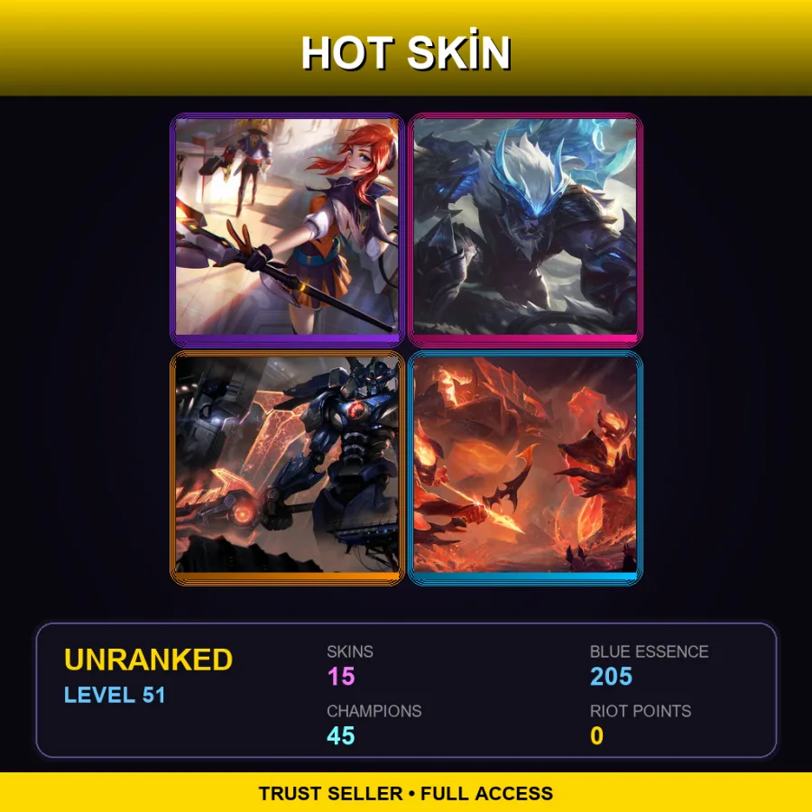 LAN | Lv51 | Unranked | 15 Skin | 45 Champ