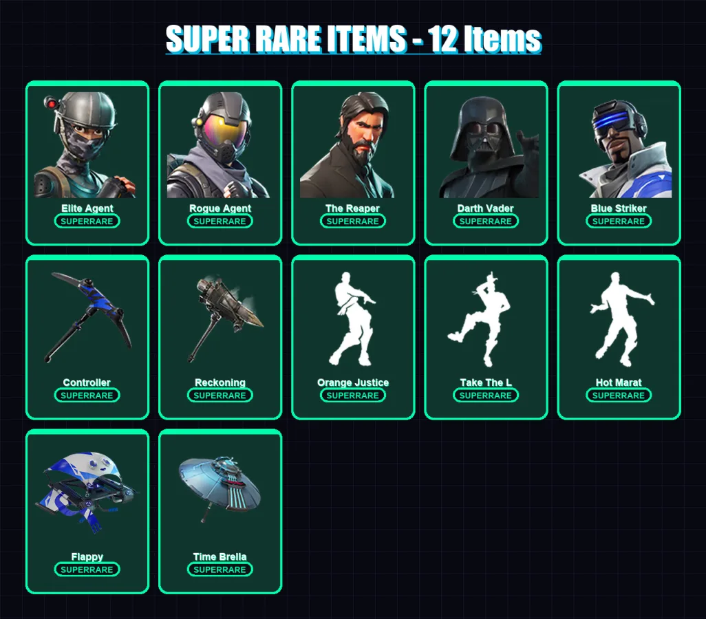 [PS4/PS5/XBOX/PC] | Elite Agent | Rogue Agent | The Reaper | Darth Vader | Blue Striker | 159 skin | 151 pickaxe | 135 emote | 152 glider | Lv2177