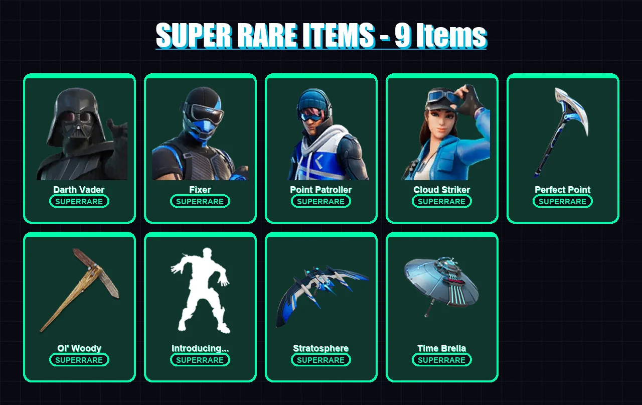 [PS4/PS5/XBOX/PC] | Darth Vader | Fixer | Point Patroller | Cloud Striker | Peter Griffin | 122 skin | 177 pickaxe | 126 emote | 135 glider | Lv1804