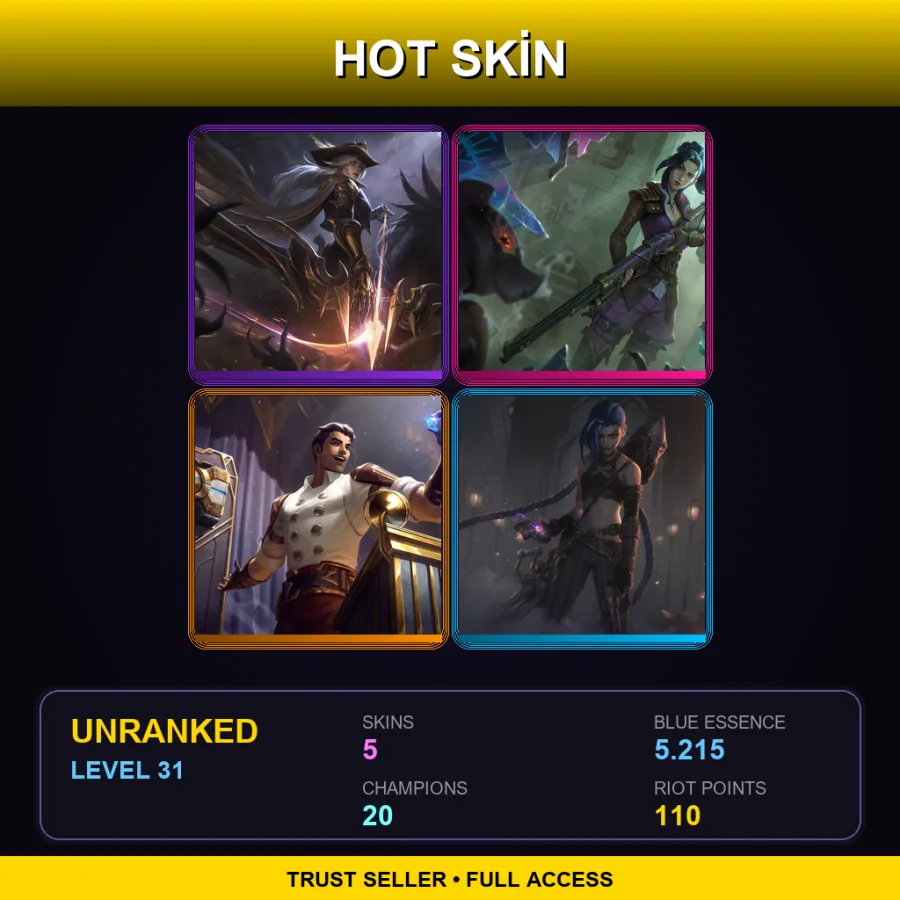LAN | Lv31 | Unranked | 5 Skin | 20 Champ