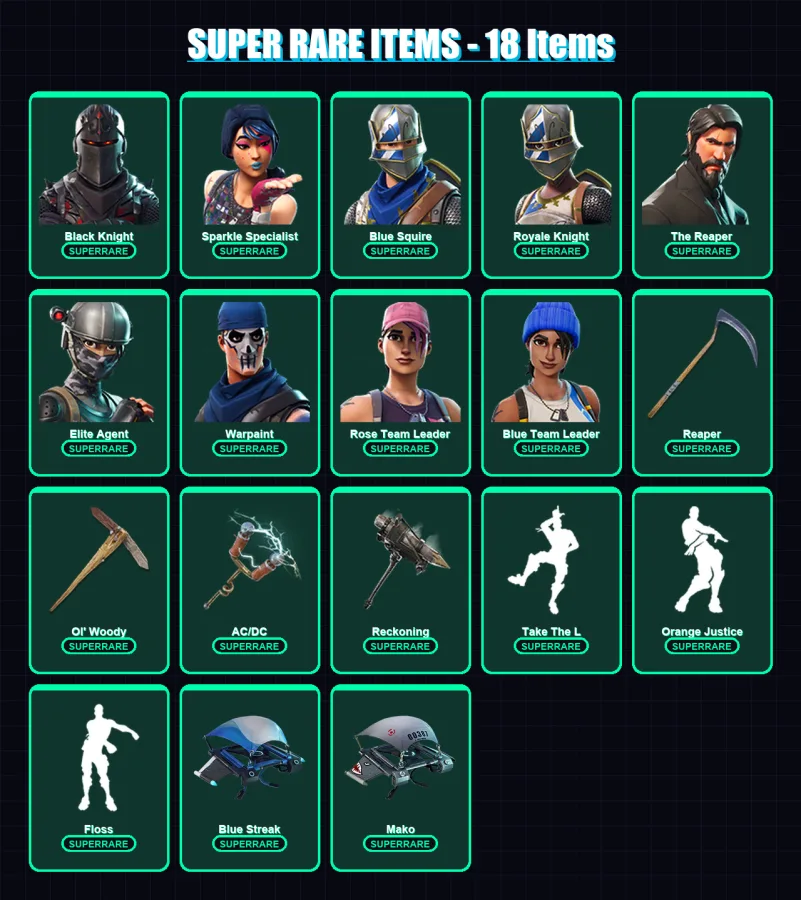 [PC/XBOX] | Black Knight | Sparkle Specialist | Blue Squire | Royale Knight | The Reaper | 64 skin | 46 pickaxe | 86 emote | 57 glider | Lv751 — Fortnite account