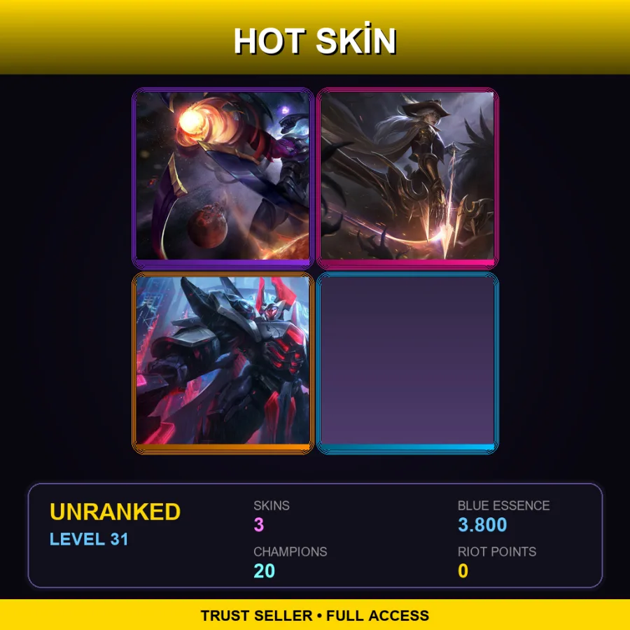 LAN | Lv31 | Unranked | 3 Skin | 20 Champ — LoL account