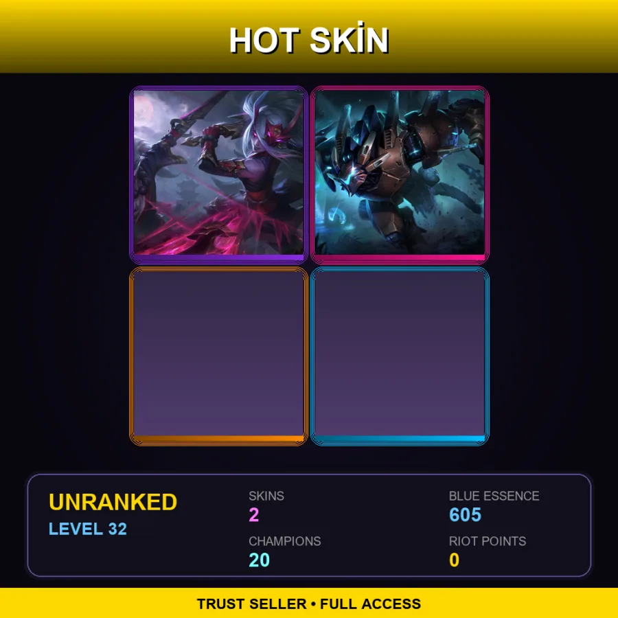 TR | Lv32 | Unranked | 2 Skin | 20 Champ — LoL account
