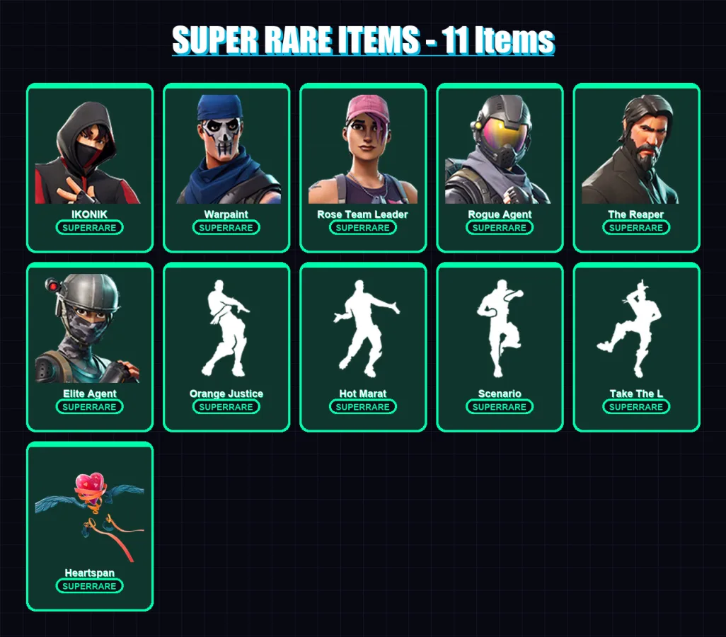 [PC/XBOX/PSN] | IKONIK | Warpaint | Rose Team Leader | Rogue Agent | The Reaper | 94 skin | 49 pickaxe | 98 emote | 59 glider | Lv752