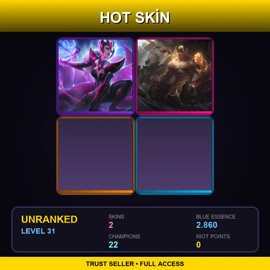 TR | Lv31 | Unranked | 2 Skin | 22 Champ — LoL account