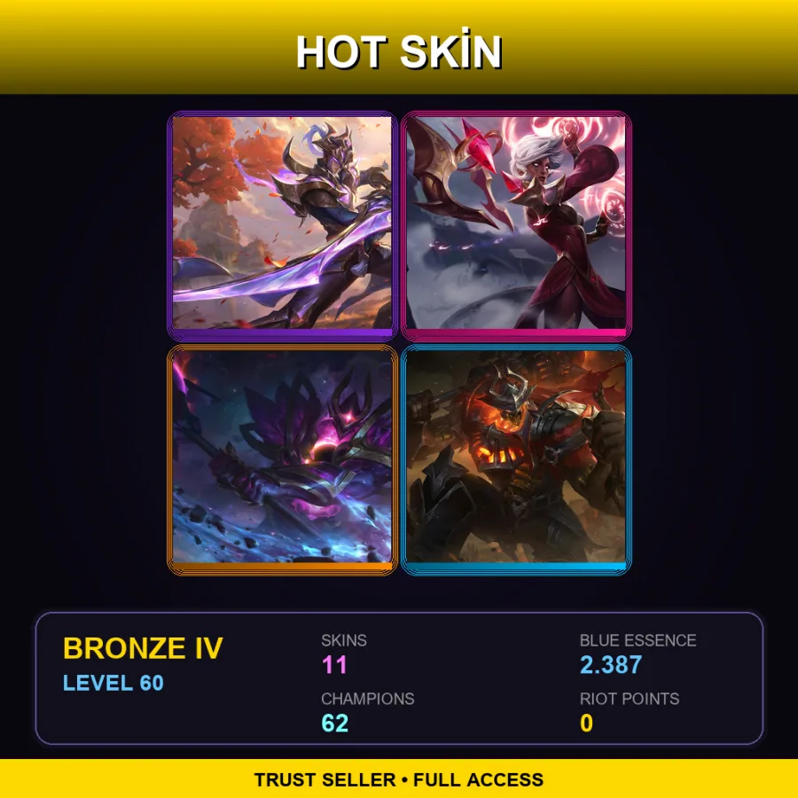 LAS | Lv60 | Bronze IV | 11 Skin | 62 Champ — LoL account