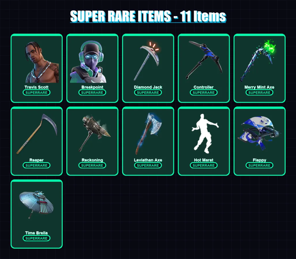 [PC/XBOX/PSN] | Travis Scott | Breakpoint | Catalyst | Calamity | Mizuki | 170 skin | 212 pickaxe | 157 emote | 159 glider | Lv2880 — Fortnite account