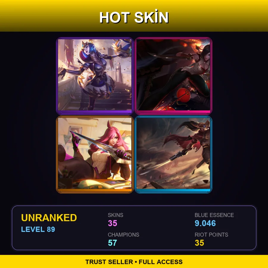 SG | Lv89 | Unranked | 35 Skin | 57 Champ — LoL account