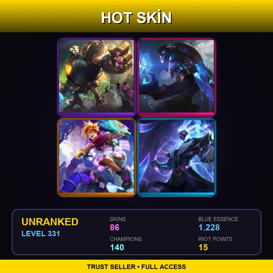 LAS | Lv331 | Unranked | 86 Skin | 140 Champ — LoL account