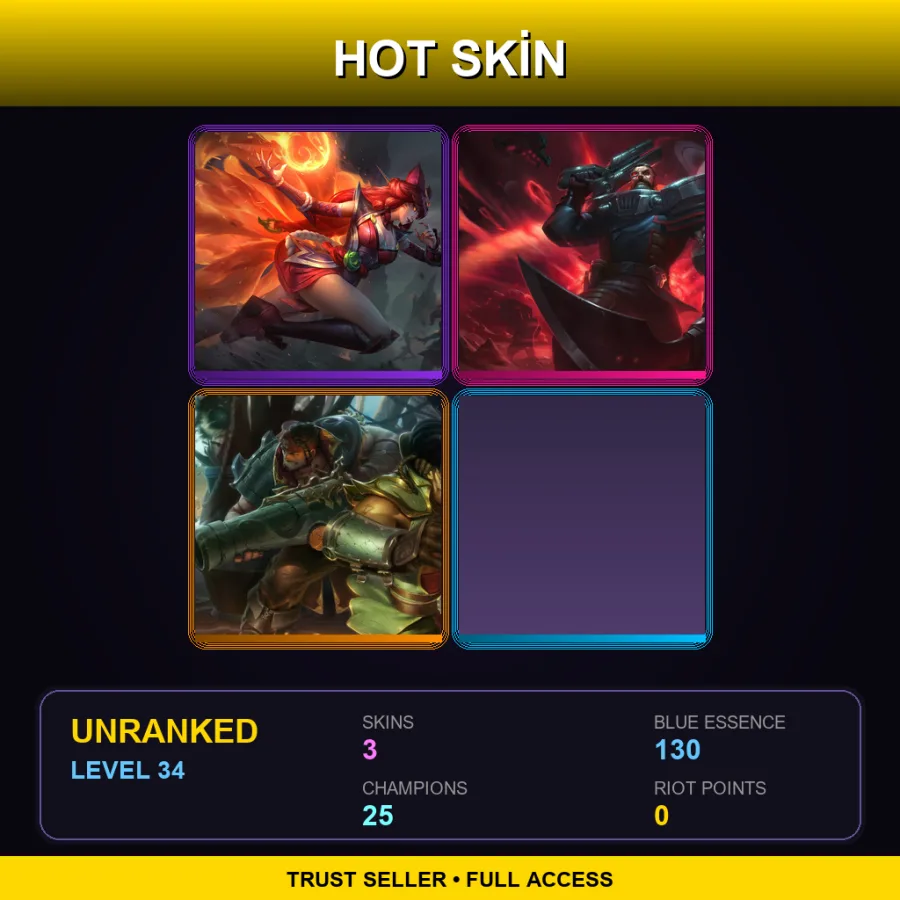 EUW | Lv34 | Unranked | 3 Skin | 25 Champ