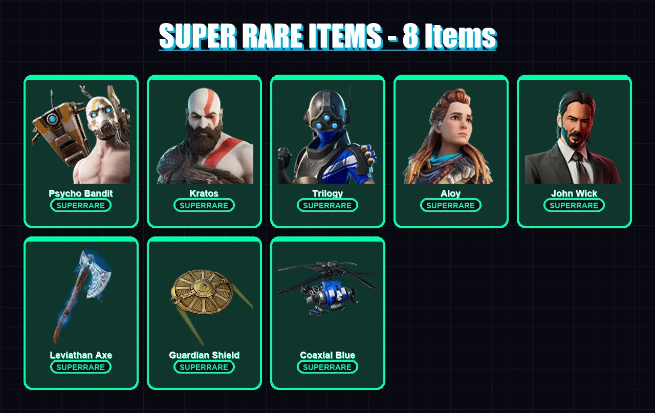 [PC/XBOX] | Psycho Bandit | Kratos | Trilogy | Aloy | John Wick | 196 skin | 158 pickaxe | 194 emote | 69 glider | Lv482