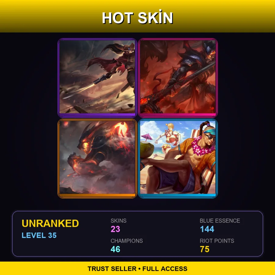 LAS | Lv35 | Unranked | 23 Skin | 46 Champ — LoL account