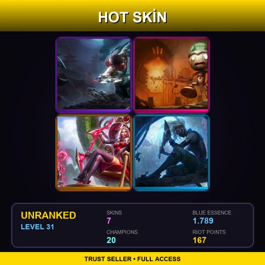 EUW | Lv31 | Unranked | 7 Skin | 20 Champ