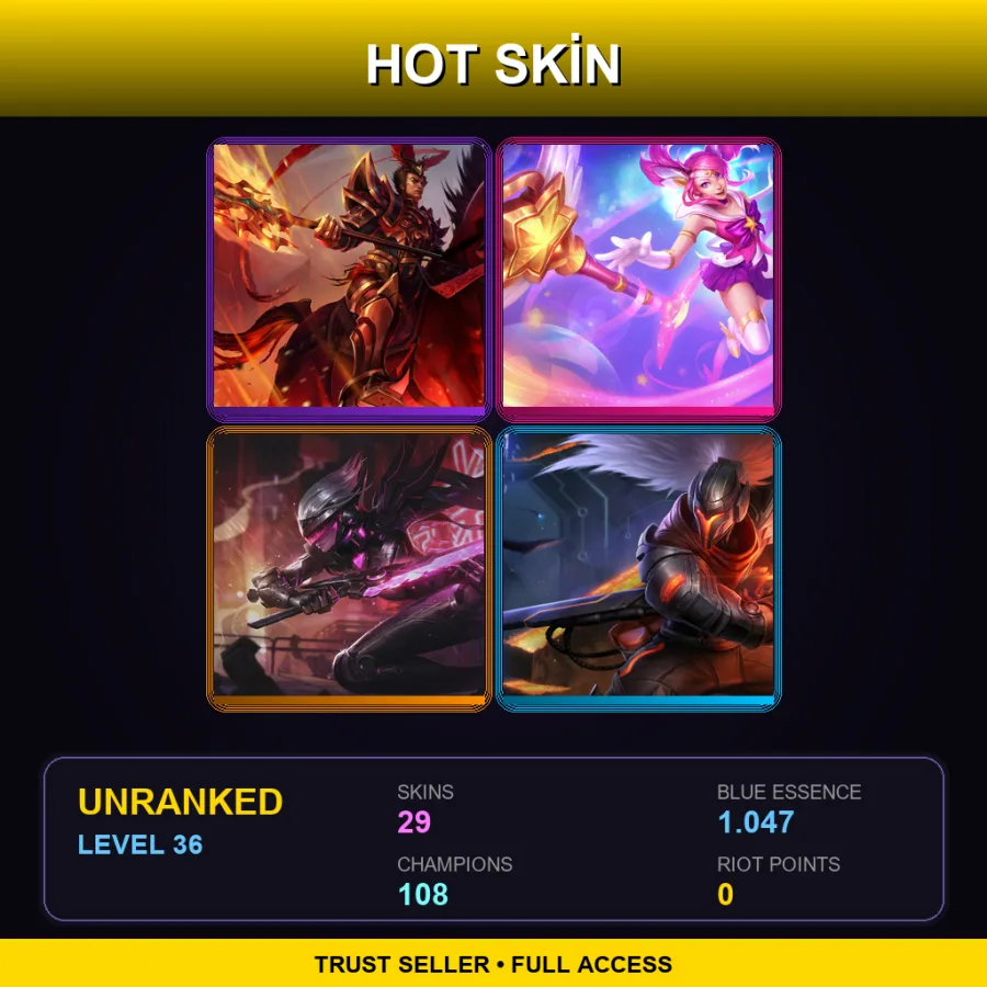 SG | Lv36 | Unranked | 29 Skin | 108 Champ