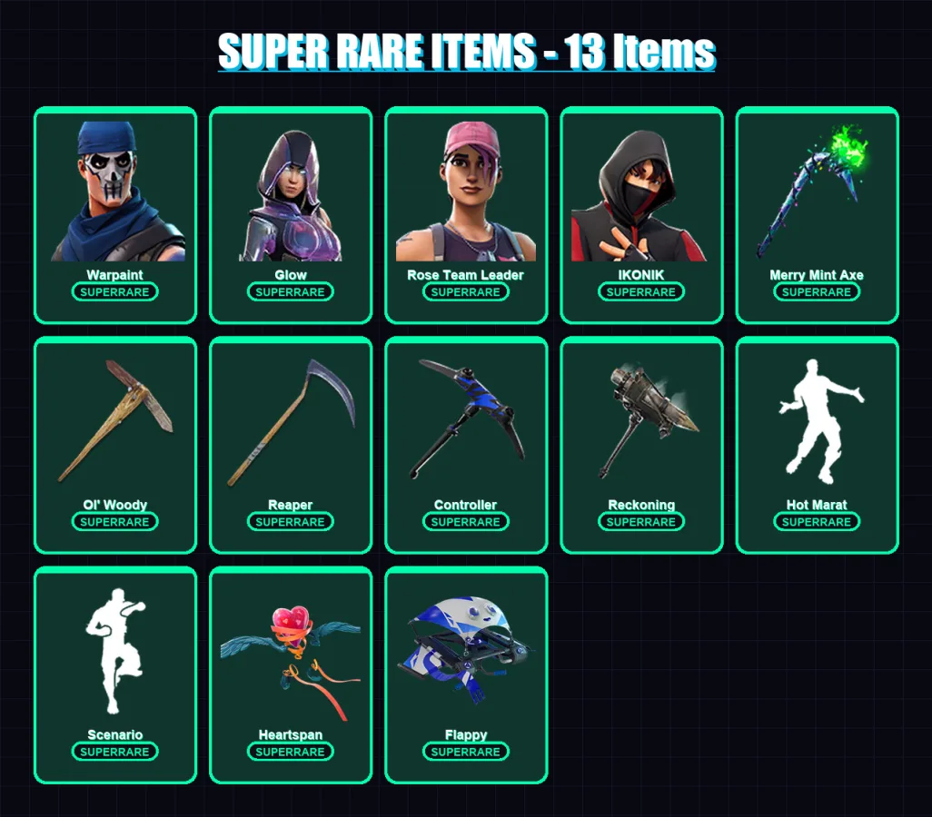 [PC/XBOX/PSN] | Warpaint | Glow | Rose Team Leader | IKONIK | Red Knight | 77 skin | 74 pickaxe | 77 emote | 73 glider | Lv975 — Fortnite account
