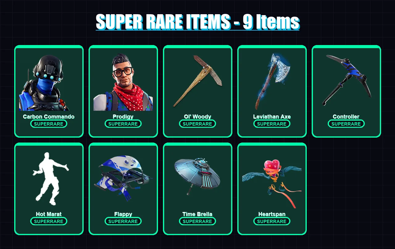 [PC/XBOX] | Carbon Commando | Prodigy | Son Goku | Rox | The Ice King | 173 skin | 201 pickaxe | 174 emote | 165 glider | Lv2340