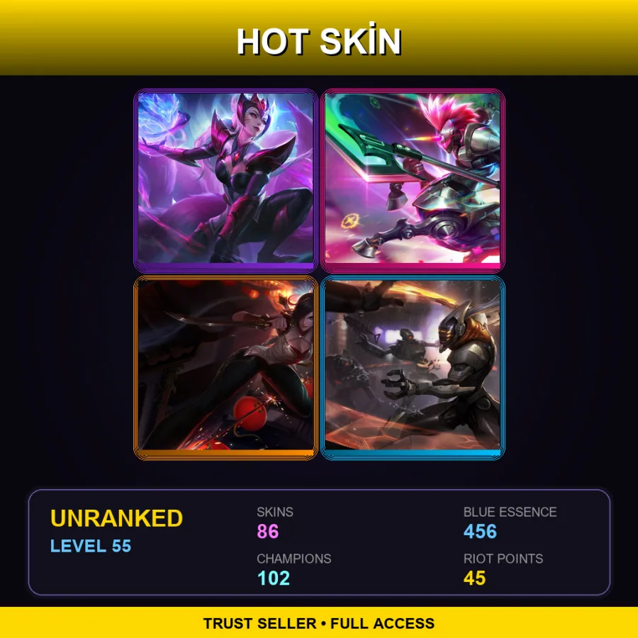 BR | Lv55 | Unranked | 86 Skin | 102 Champ