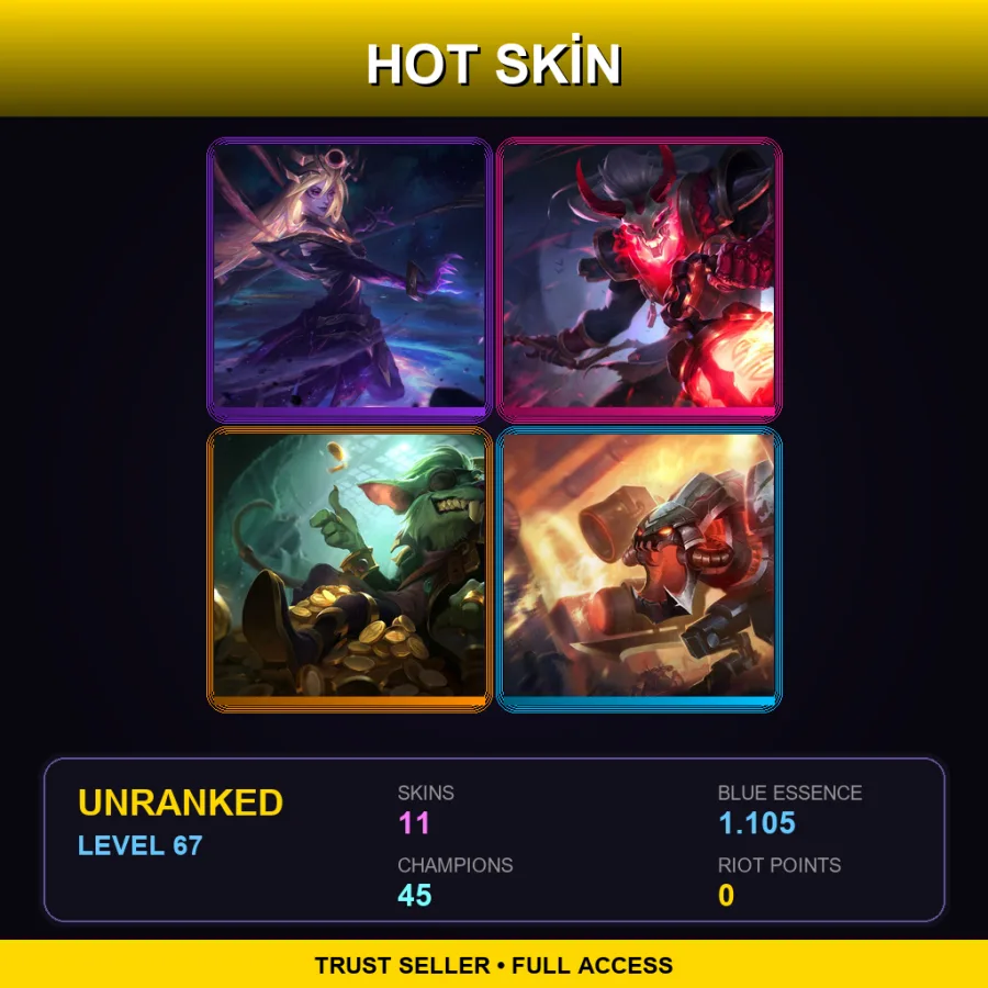JP | Lv67 | Unranked | 11 Skin | 45 Champ — LoL account
