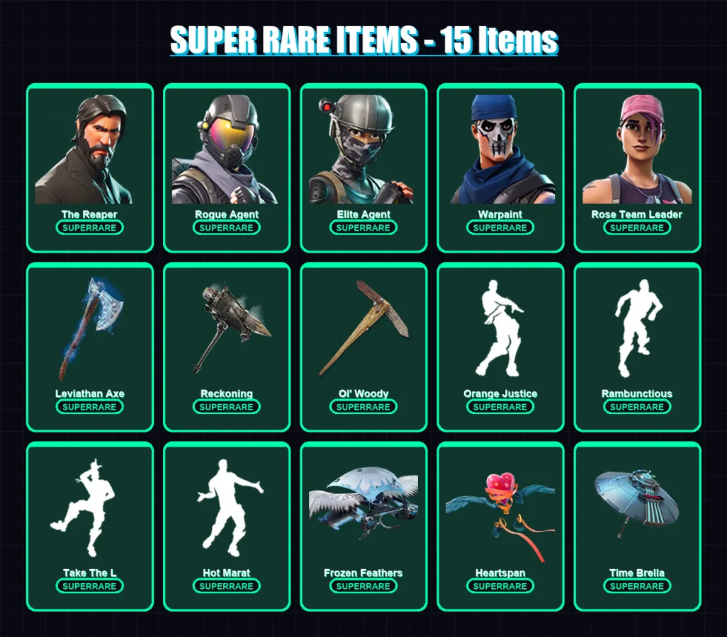 [PC/PSN] | The Reaper | Rogue Agent | Elite Agent | Warpaint | Rose Team Leader | 201 skin | 208 pickaxe | 186 emote | 177 glider | Lv3274 — Fortnite account
