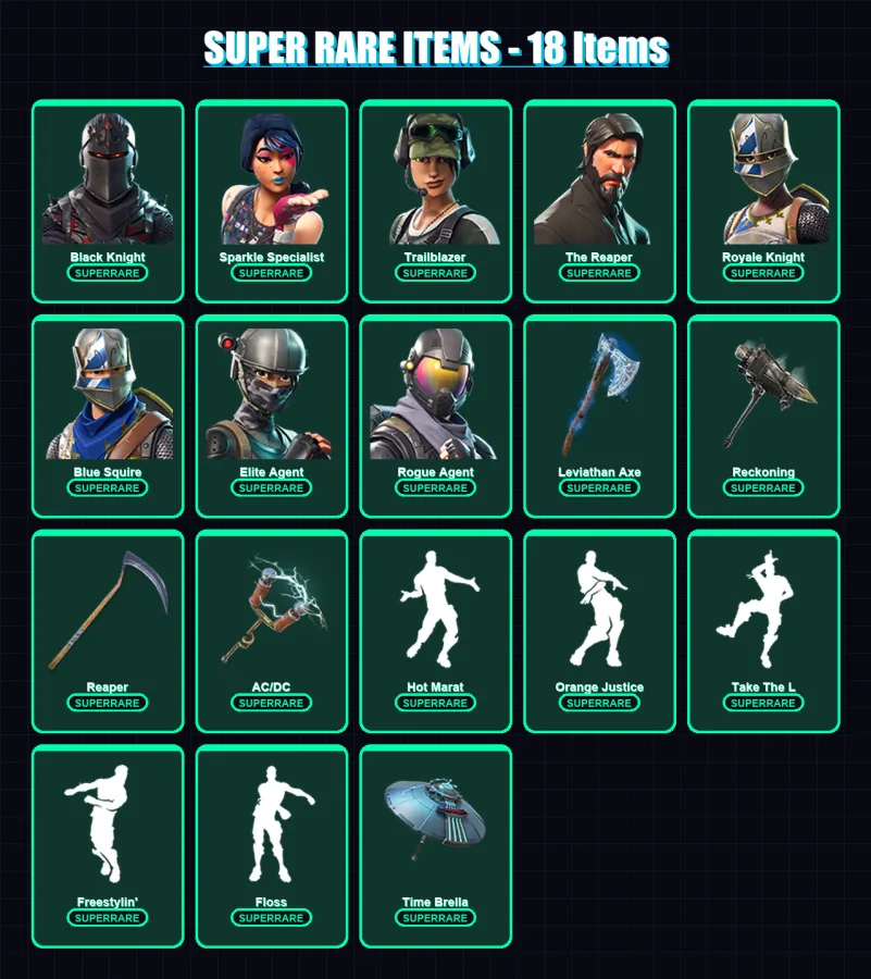 [PC/PSN] | Black Knight | Sparkle Specialist | Trailblazer | The Reaper | Royale Knight | 172 skin | 111 pickaxe | 105 emote | 101 glider | Lv2016