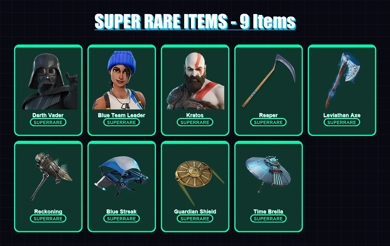 [PS4/PS5/XBOX/PC] | Darth Vader | Blue Team Leader | Kratos | Hybrid | Midas Rex | 239 skin | 267 pickaxe | 200 emote | 231 glider | Lv2978