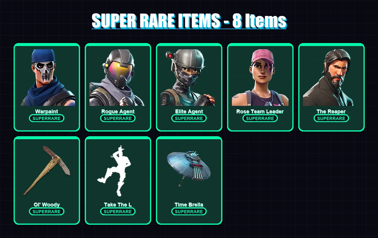 [PC/XBOX/PSN] | Warpaint | Rogue Agent | Elite Agent | Rose Team Leader | The Reaper | 21 skin | 35 pickaxe | 22 emote | 32 glider | Lv363 — Fortnite account
