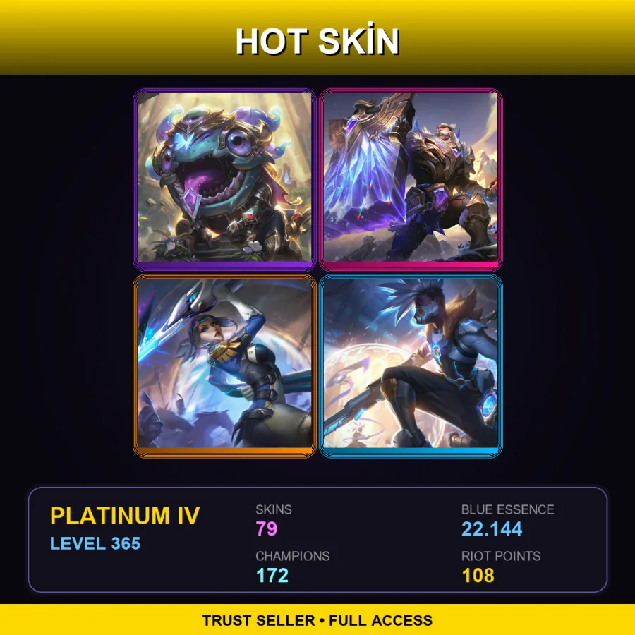 EUW | Lv365 | Platinum IV | 79 Skin | 172 Champ