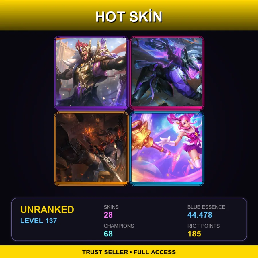 EUW | Lv137 | Unranked | 28 Skin | 68 Champ — LoL account
