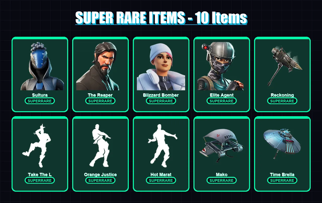 [PS4/PS5/XBOX/PC] | Sultura | The Reaper | Blizzard Bomber | Elite Agent | Zenith | 151 skin | 136 pickaxe | 119 emote | 133 glider | Lv1767